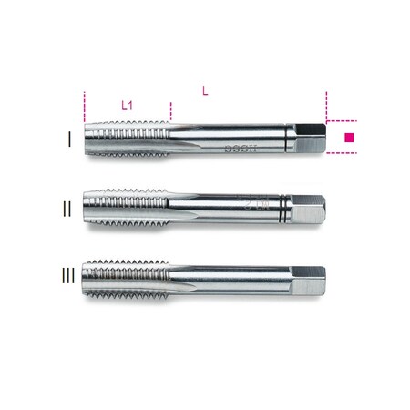 Beta Hand Tap, M8, Coarse Pitch Hss 4310008